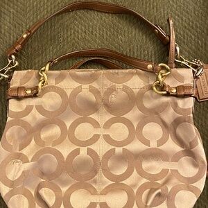 Coach Brooke Op Art Signature Sateen Hobo Bag - Brown/tan